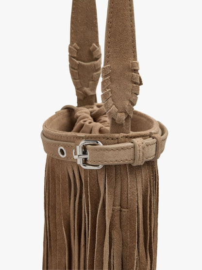 Leather Crossbody Bag With Long Fringes