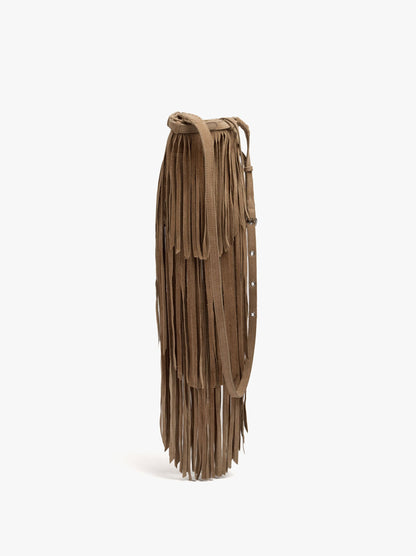 Leather Crossbody Bag With Long Fringes