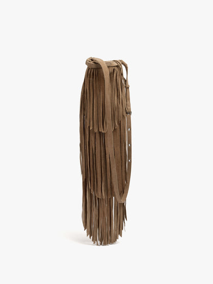 Leather Crossbody Bag With Long Fringes