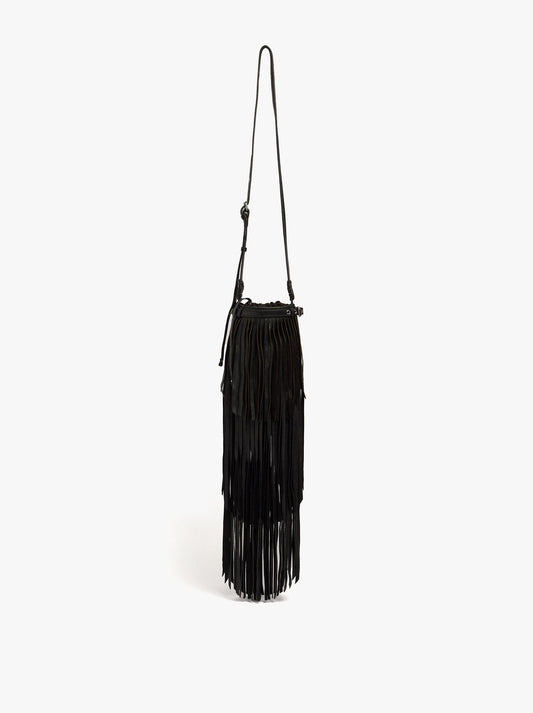 Leather Crossbody Bag With Long Fringes