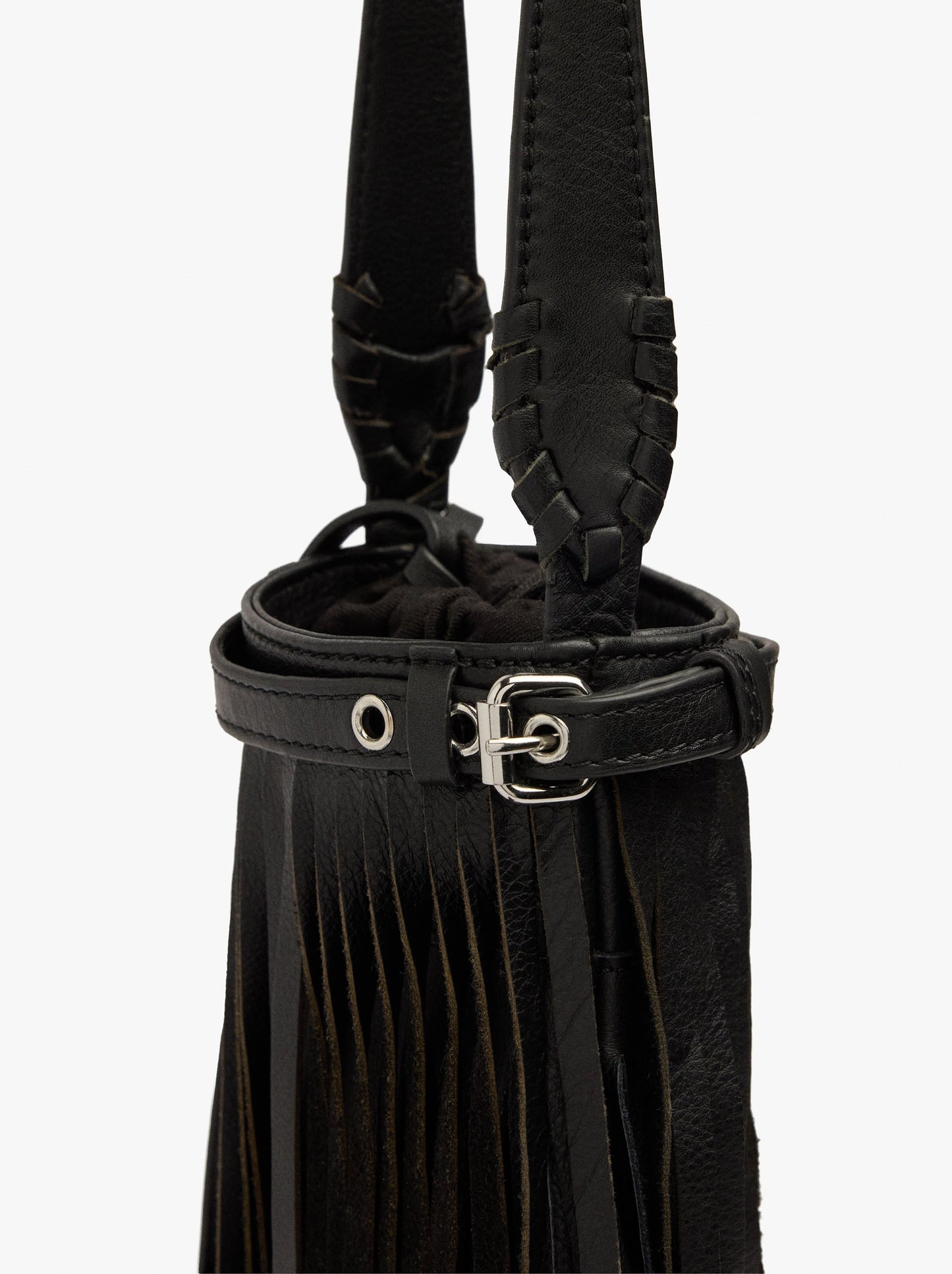 Leather Crossbody Bag With Long Fringes