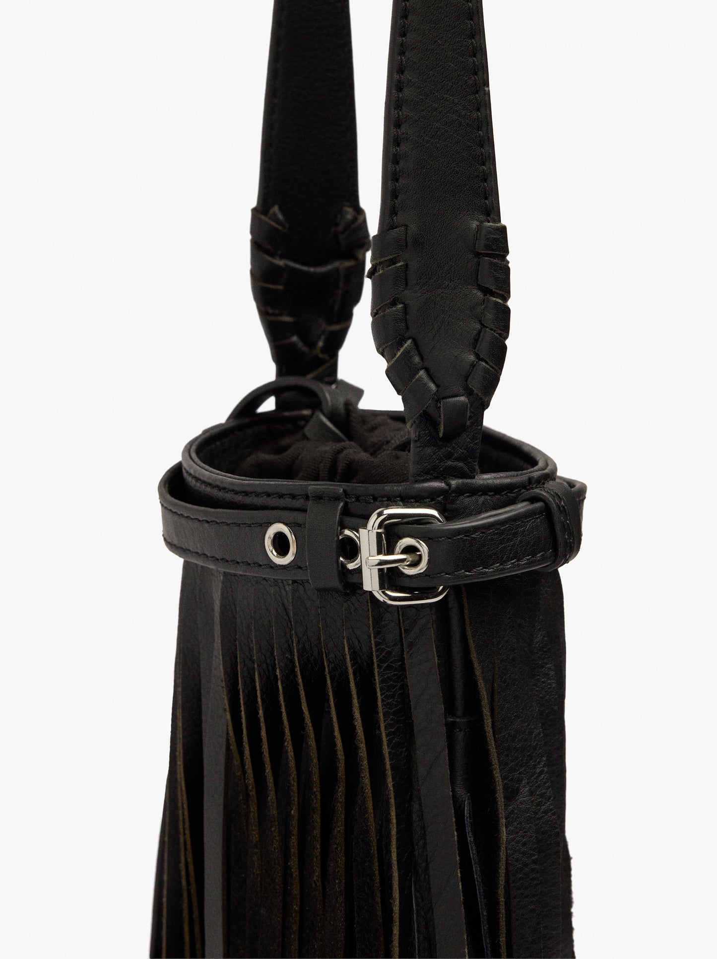Leather Crossbody Bag With Long Fringes