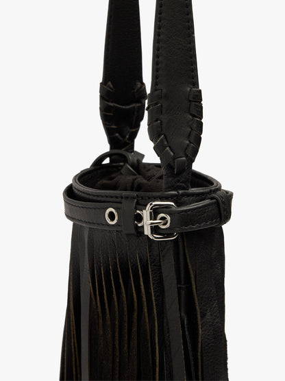 Leather Crossbody Bag With Long Fringes