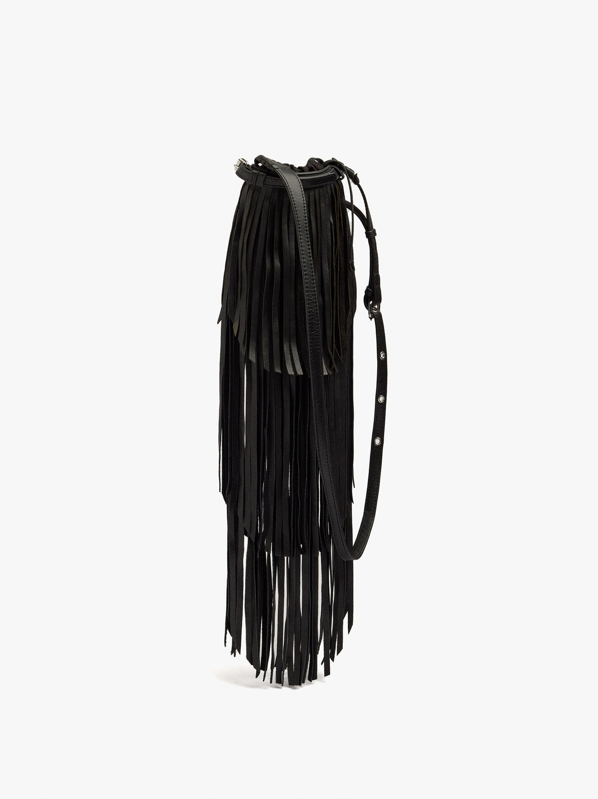 Leather Crossbody Bag With Long Fringes