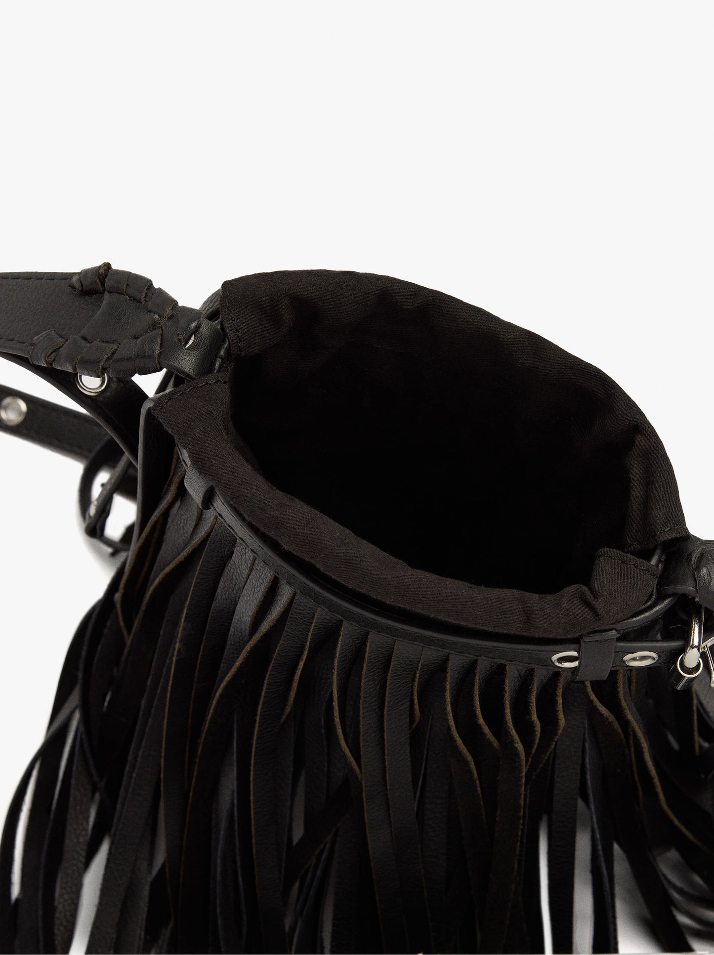 Leather Crossbody Bag With Long Fringes