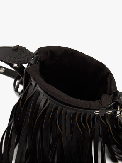 Leather Crossbody Bag With Long Fringes
