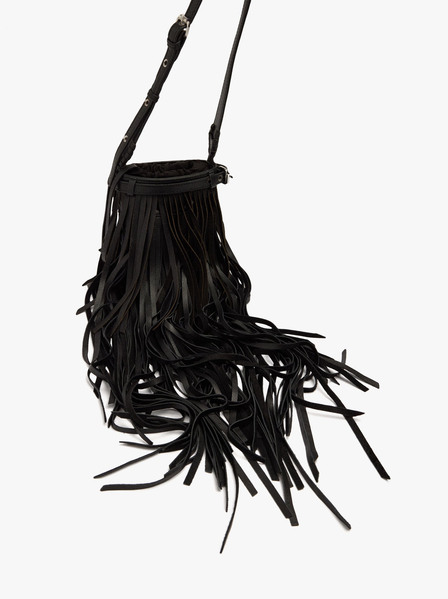 Leather Crossbody Bag With Long Fringes