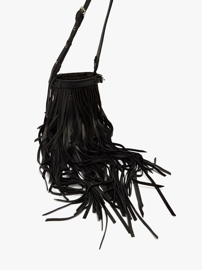Leather Crossbody Bag With Long Fringes