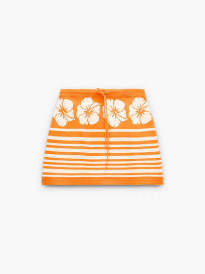 Short Skirt Of Printed Floral Knit
