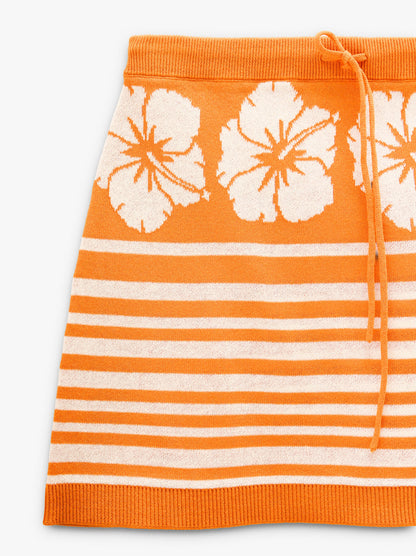 Short Skirt Of Printed Floral Knit