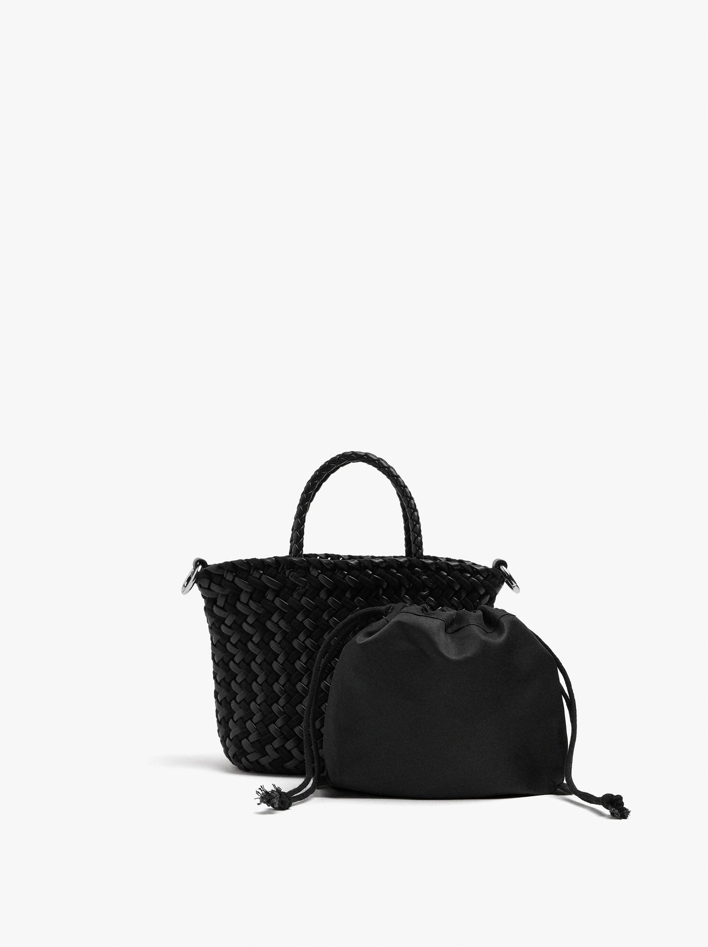Tote Bag With Braided Detail And Removable Pouch