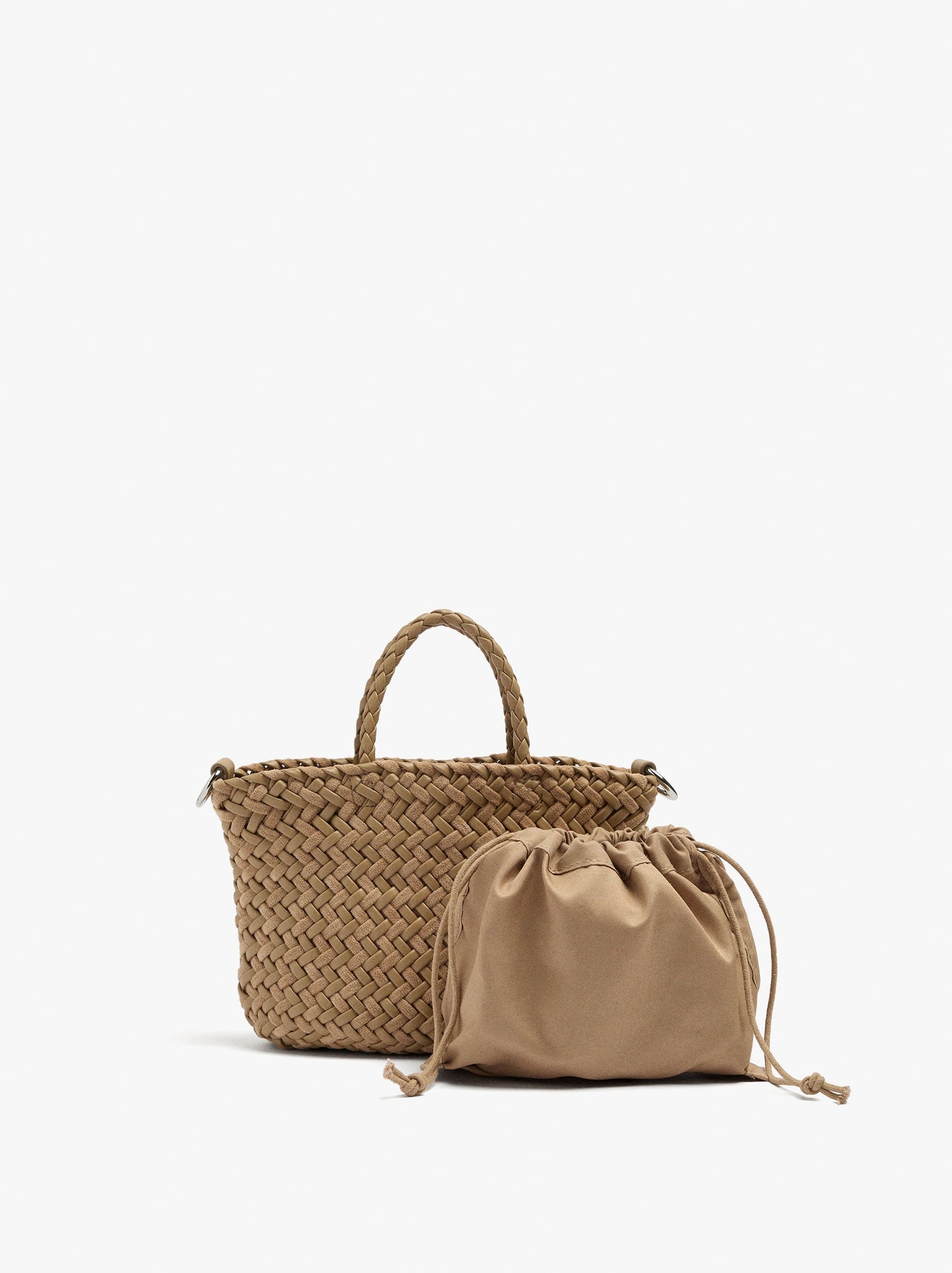 Tote Bag With Braided Detail And Removable Pouch