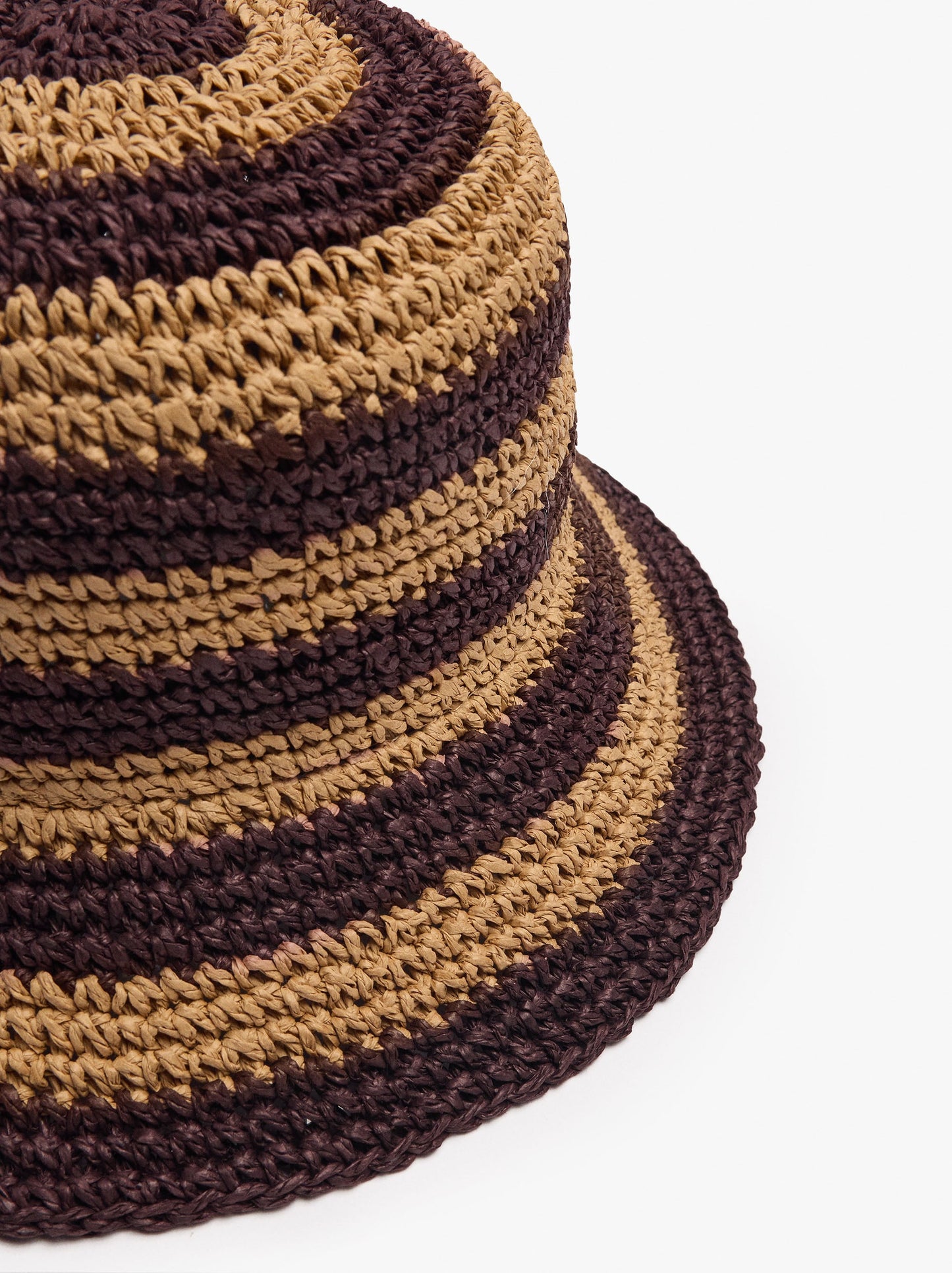 Bucket Hat With Paper Straw Effect And Stripes