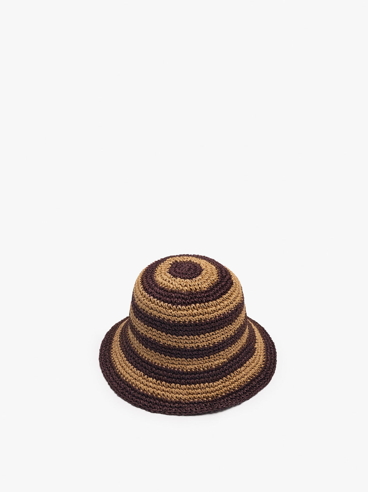Bucket Hat With Paper Straw Effect And Stripes
