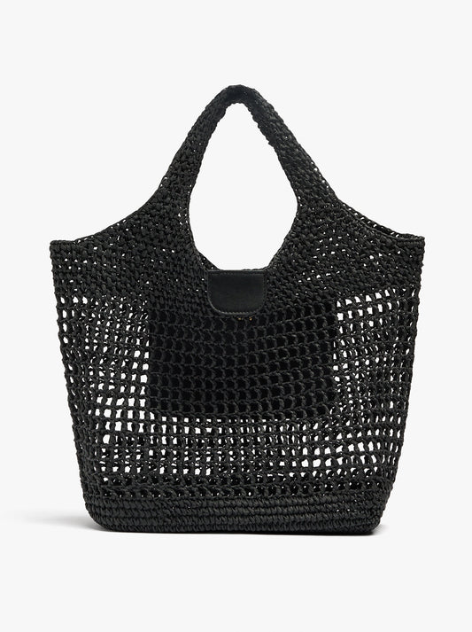 Shopper Bag In Mesh With Paper Straw Effect