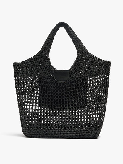 Shopper Bag In Mesh With Paper Straw Effect