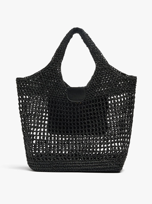 Shopper Bag In Mesh With Paper Straw Effect