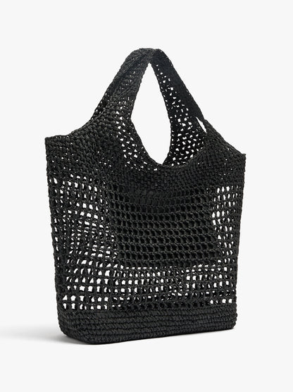 Shopper Bag In Mesh With Paper Straw Effect