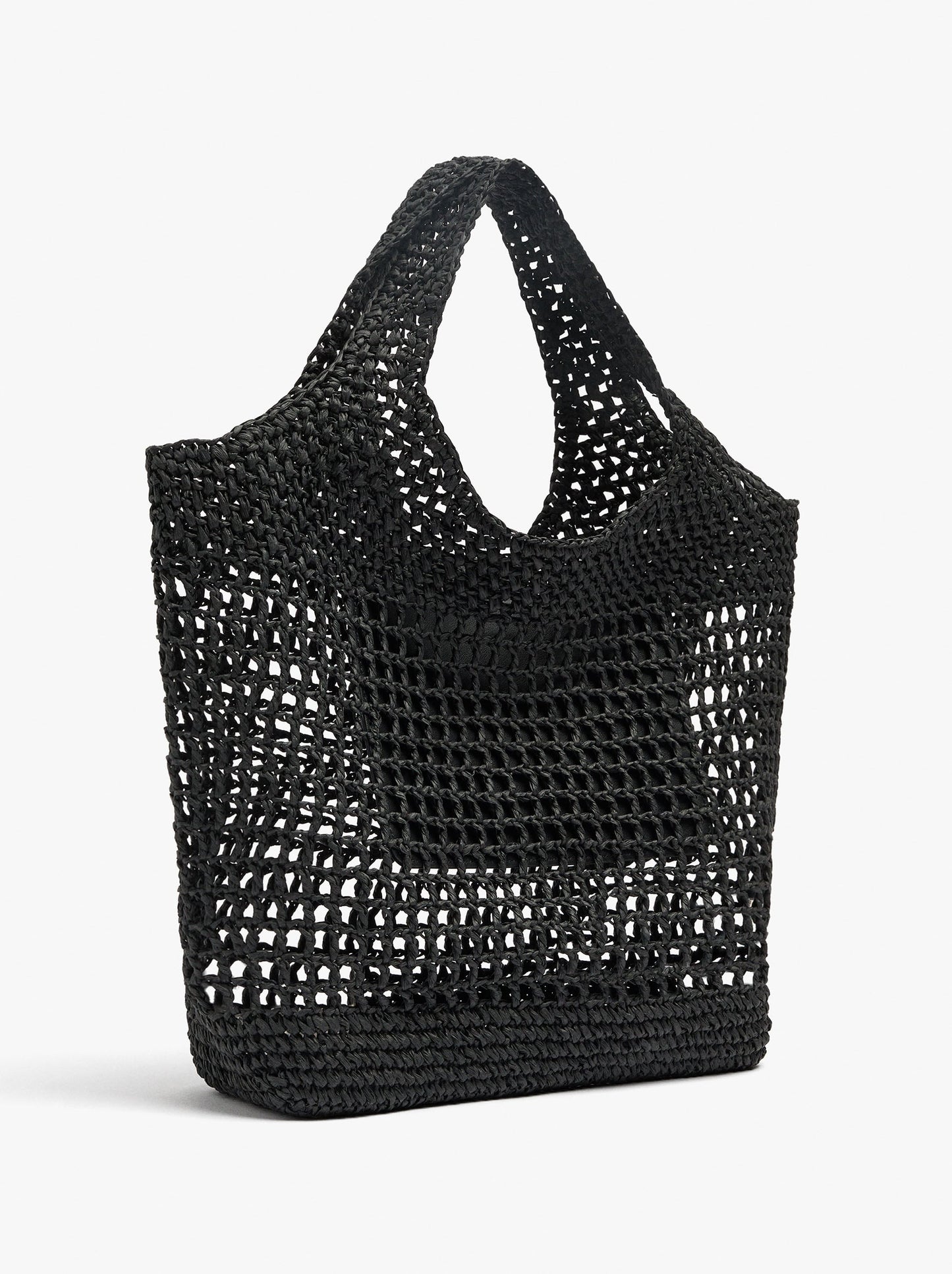Shopper Bag In Mesh With Paper Straw Effect