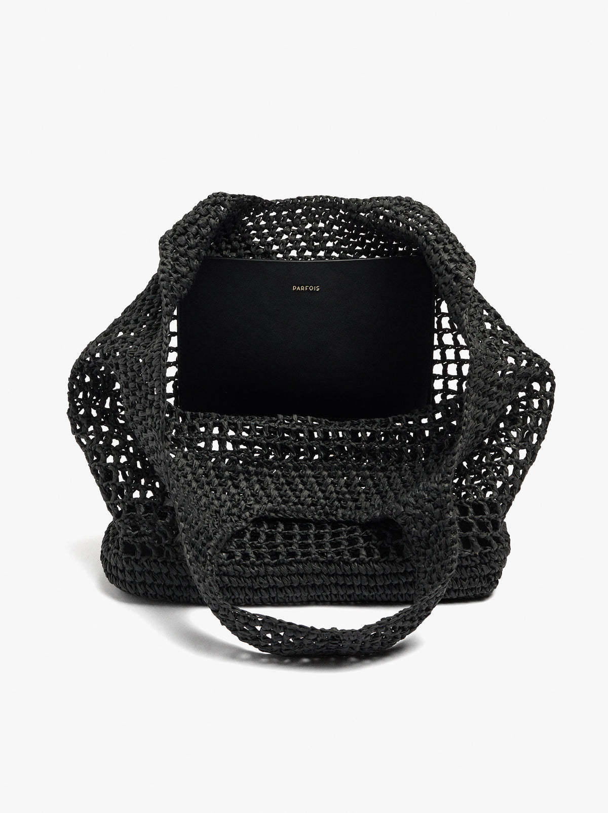 Shopper Bag In Mesh With Paper Straw Effect