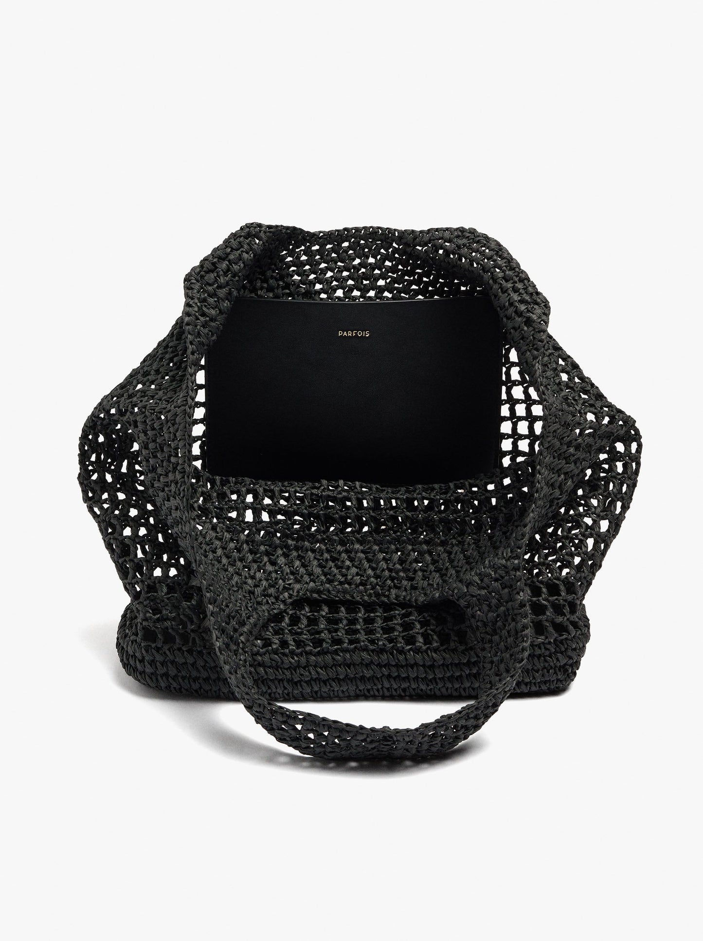 Shopper Bag In Mesh With Paper Straw Effect