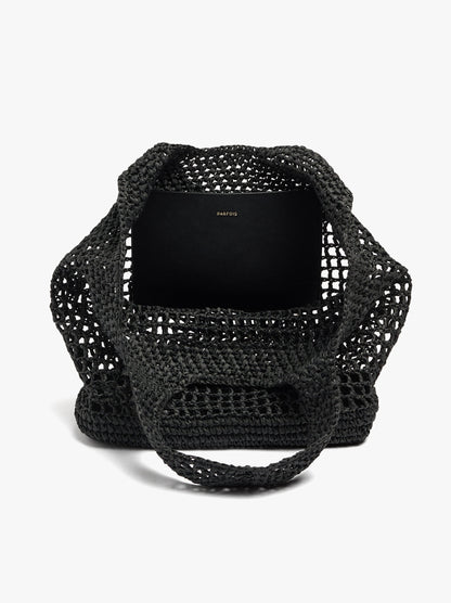 Shopper Bag In Mesh With Paper Straw Effect