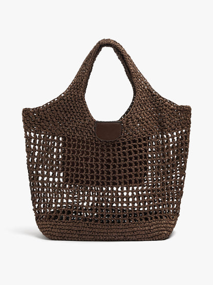 Shopper Bag In Mesh With Paper Straw Effect