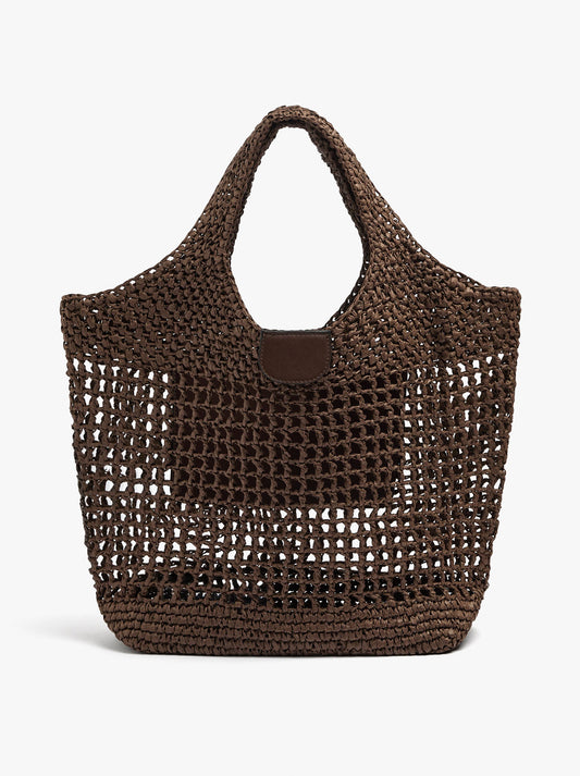 Shopper Bag In Mesh With Paper Straw Effect