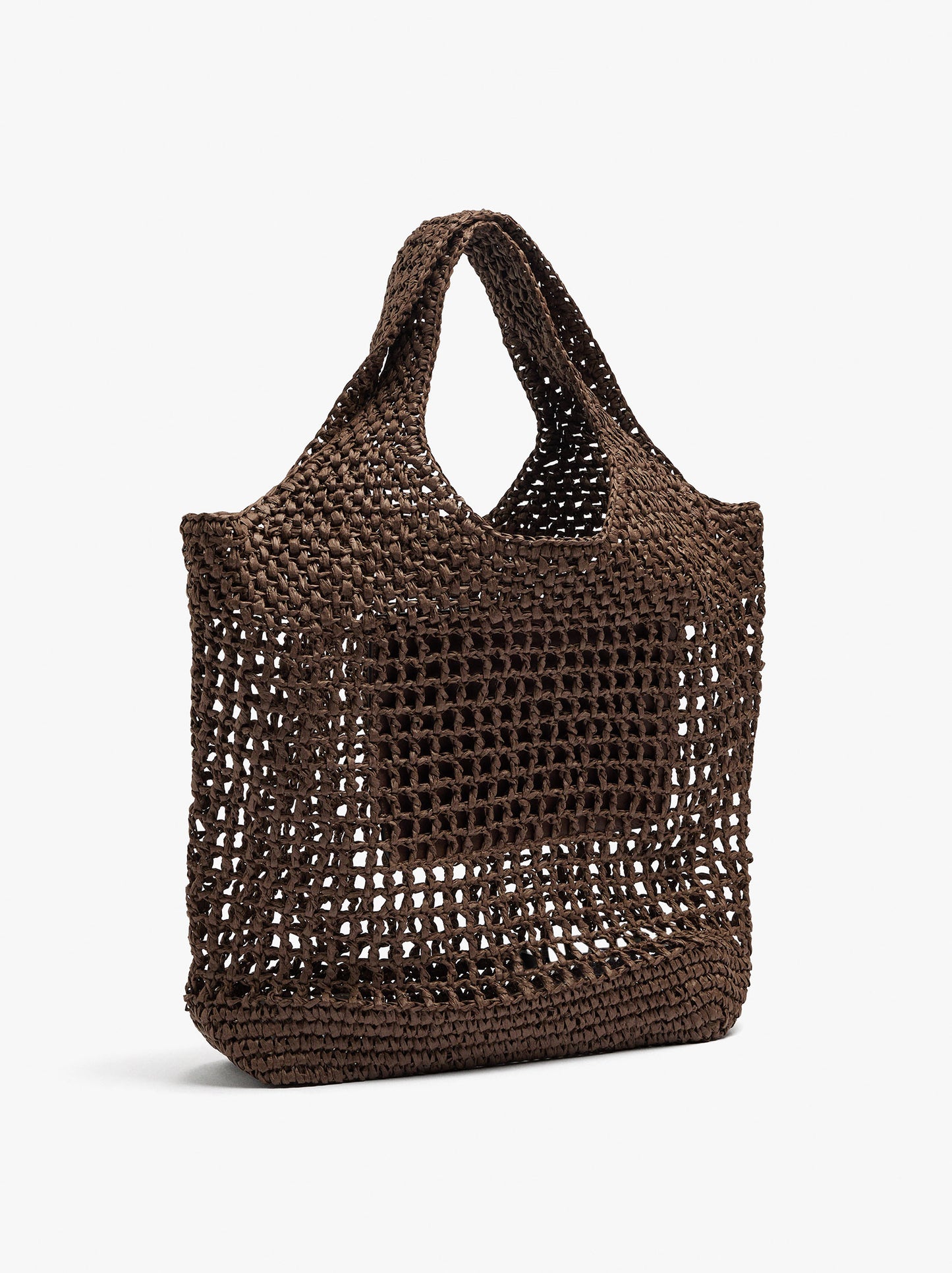 Shopper Bag In Mesh With Paper Straw Effect