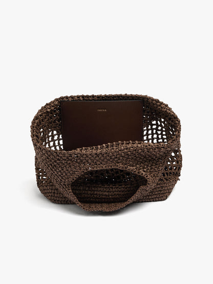 Shopper Bag In Mesh With Paper Straw Effect