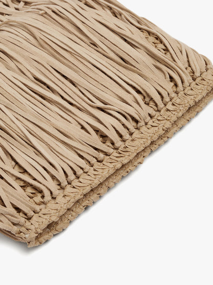 Envelope Handbag With Fringes Leather-Effect