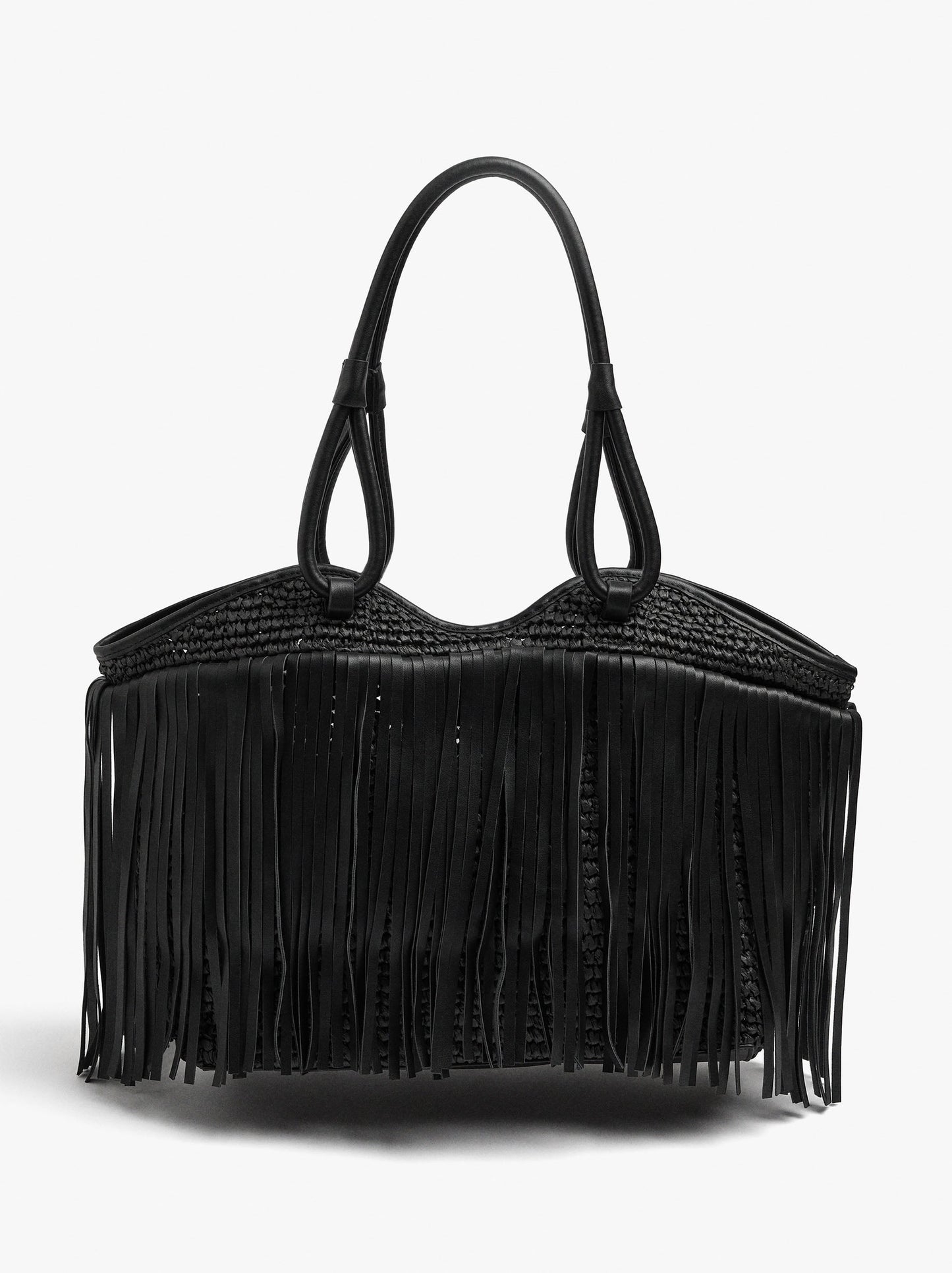 Shopper Bag With Leather-Effect Fringes