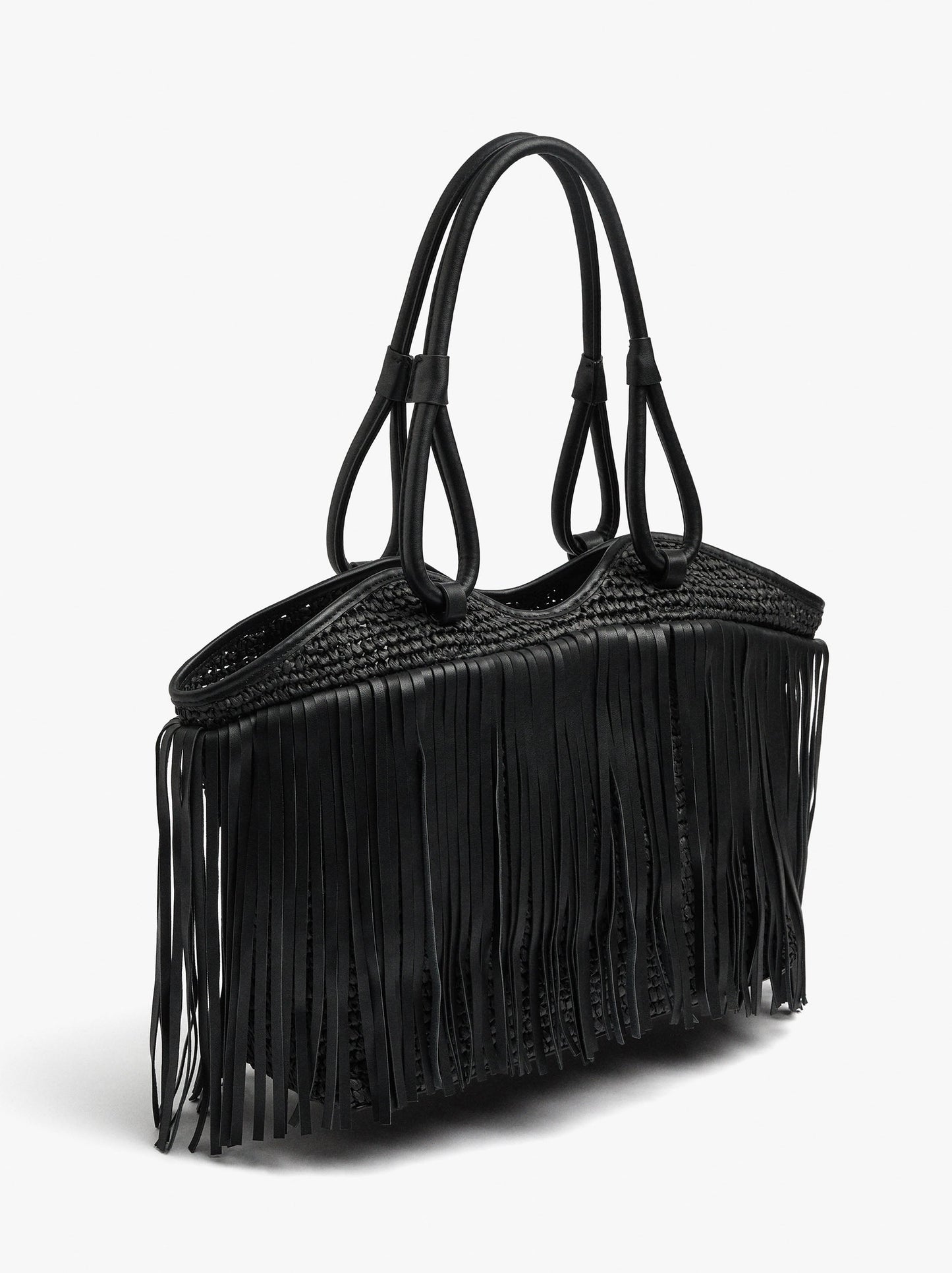 Shopper Bag With Leather-Effect Fringes