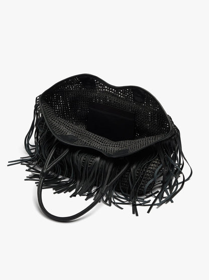 Shopper Bag With Leather-Effect Fringes