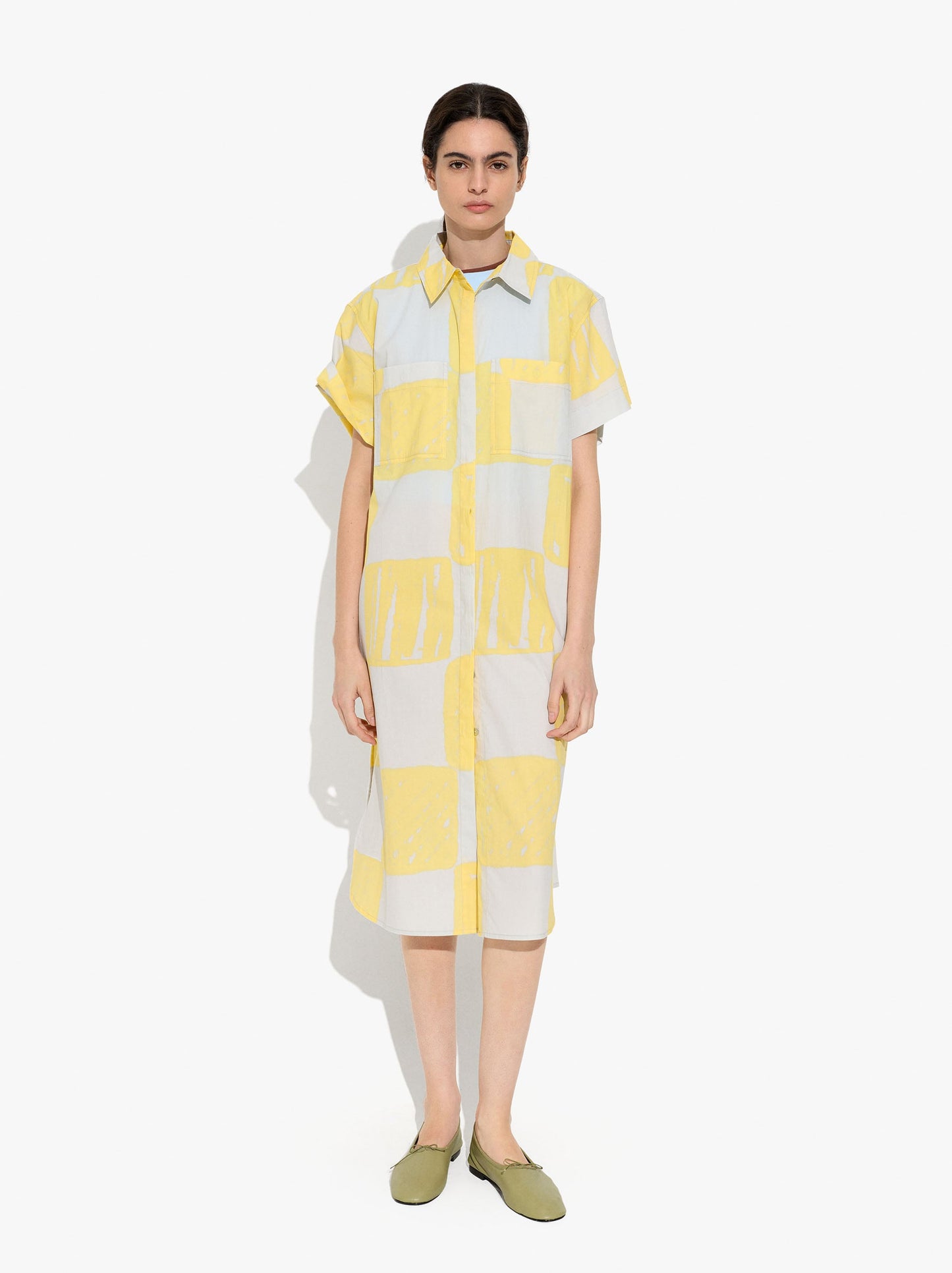 Shirt Dress With Squares 100% Cotton