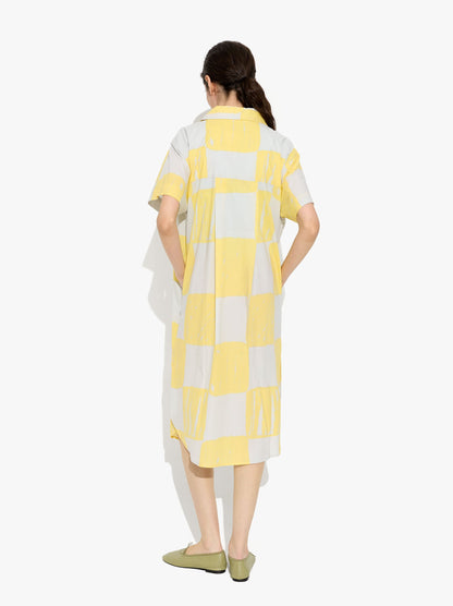 Shirt Dress With Squares 100% Cotton