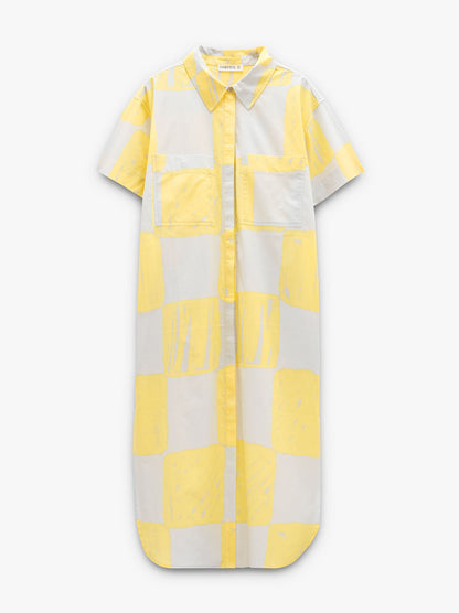 Shirt Dress With Squares 100% Cotton