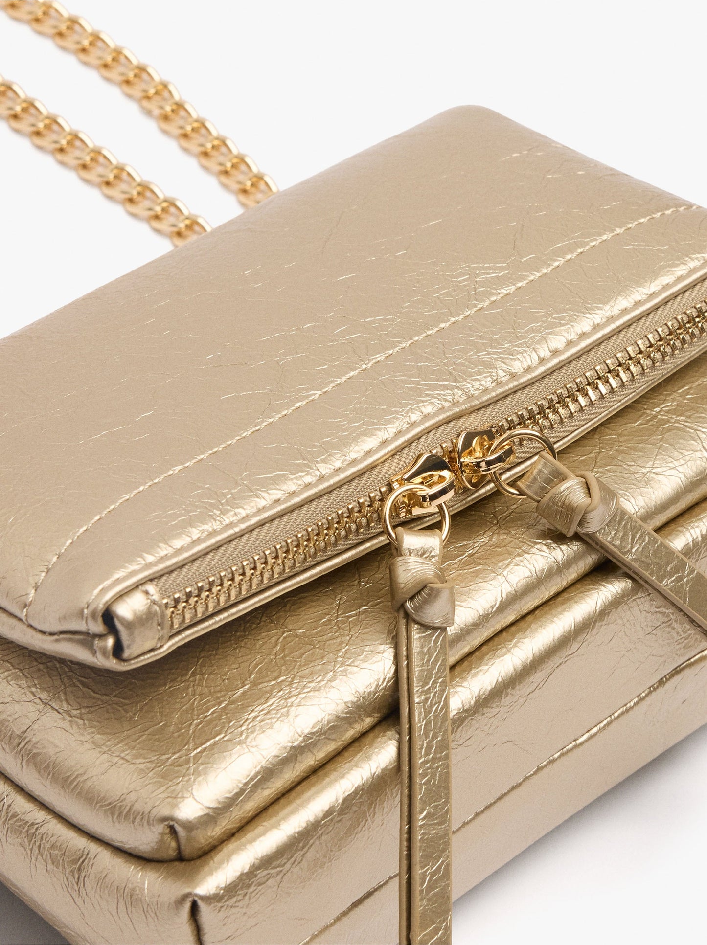 Metallic Shoulder Bag With Flap