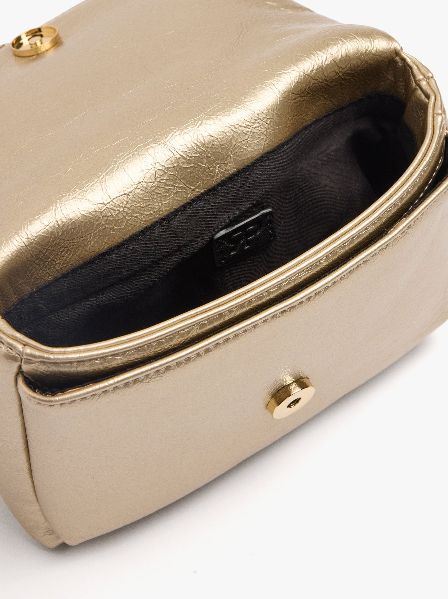 Metallic Shoulder Bag With Flap
