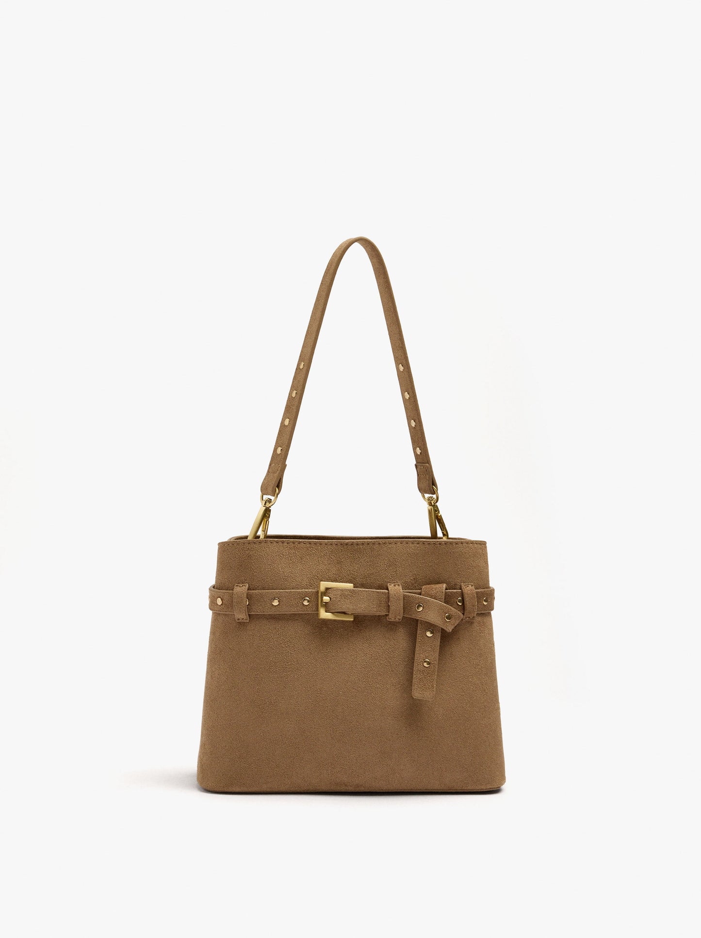 Leather-Effect Bucket Bag With Belt Detail