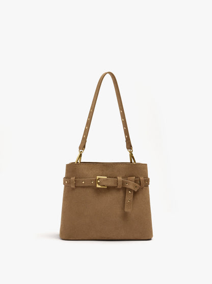 Leather-Effect Bucket Bag With Belt Detail