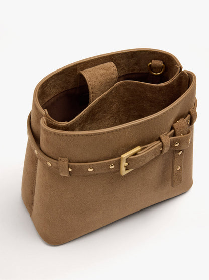 Leather-Effect Bucket Bag With Belt Detail