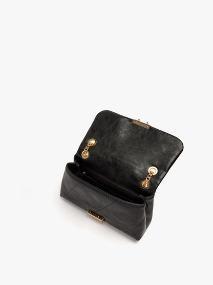 Padded Shoulder Bag With Cracked Effect