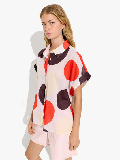 Printed Short-Sleeve Shirt With 100% Cotton