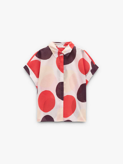 Printed Short-Sleeve Shirt With 100% Cotton