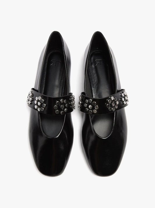 Patent Ballet Flats With Studs