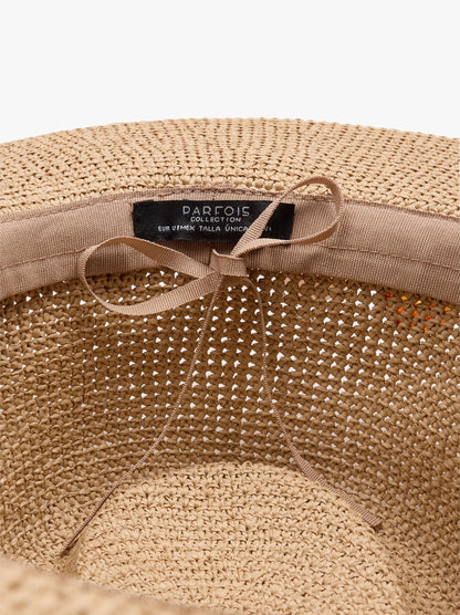 Raffia-Effect Hat With Round Coloured Details