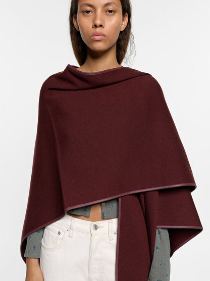 Knit Poncho With Leather-Effect Details