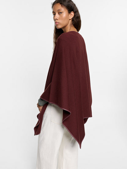Knit Poncho With Leather-Effect Details