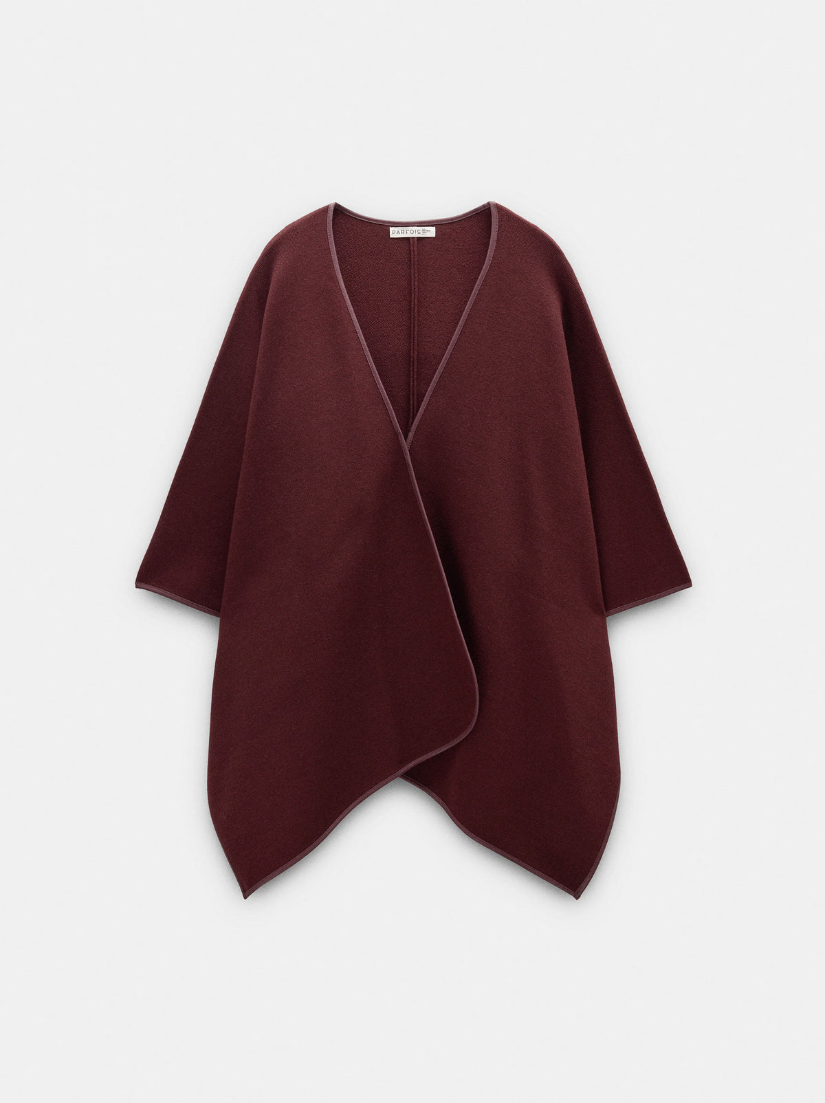 Knit Poncho With Leather-Effect Details